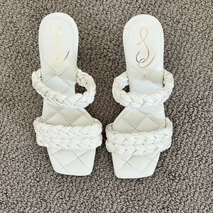 Jessica Simpson white quilted heels